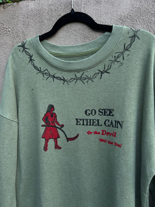Go See Ethel Cain or the Devil Will Get You - “Time & Tru” Green Sweatshirt