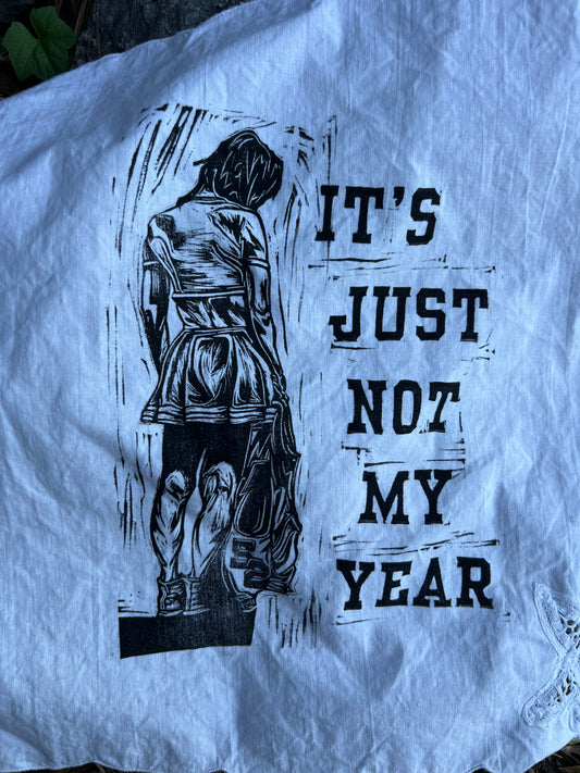Not My Year - Alter Cloth / Vintage Handkerchief - no. 3