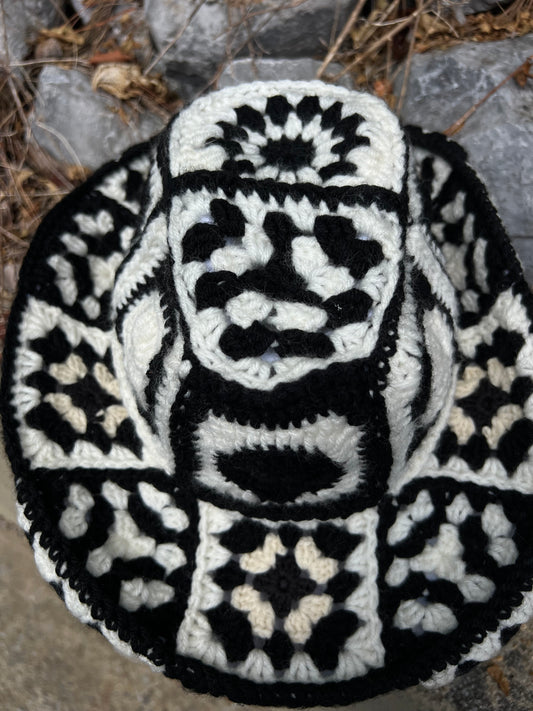 Crochet Cowboy Hat - Black & White