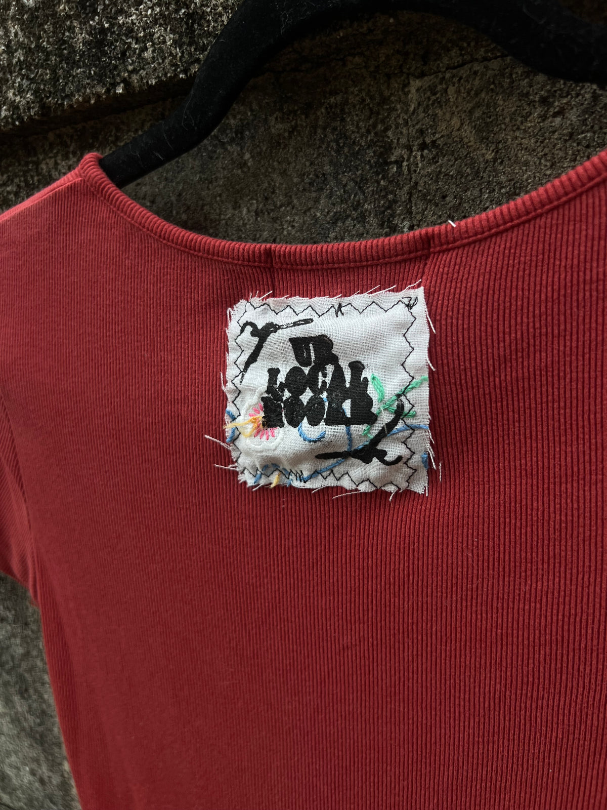 Nearer - Red Patchwork Baby Tee