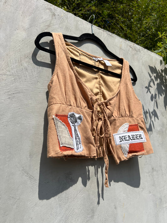 Nearer - Brown Patchwork Tank Top - MS