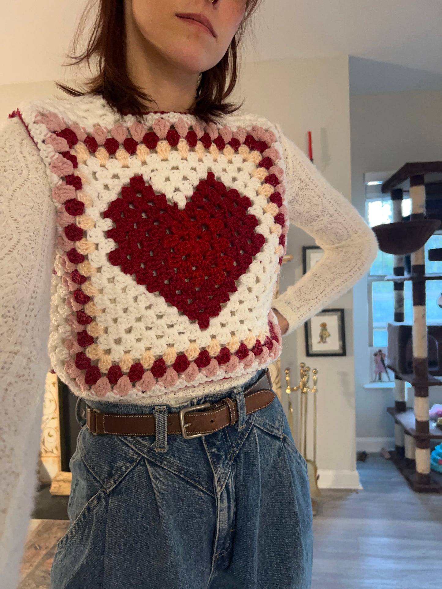 Sweetheart Granny Square Vest