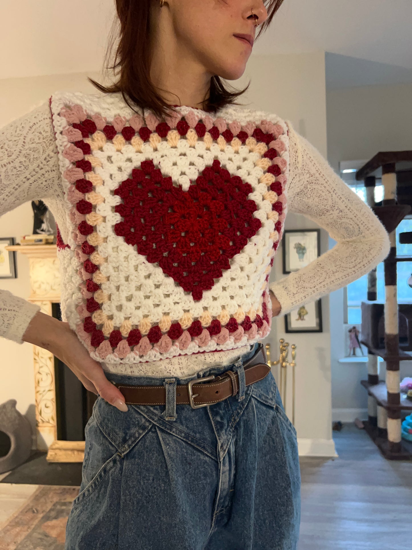 Sweetheart Granny Square Vest