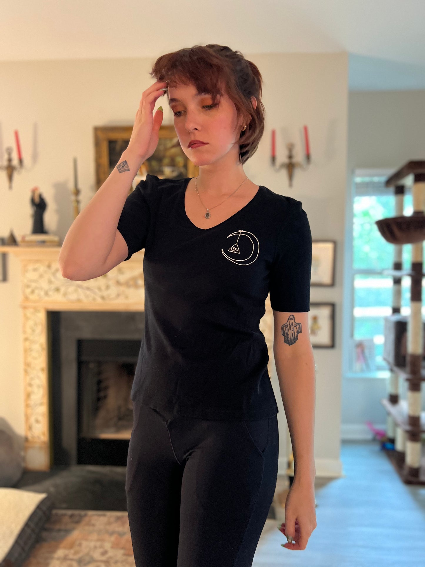Moon & Eye Embroidered T-Shirt