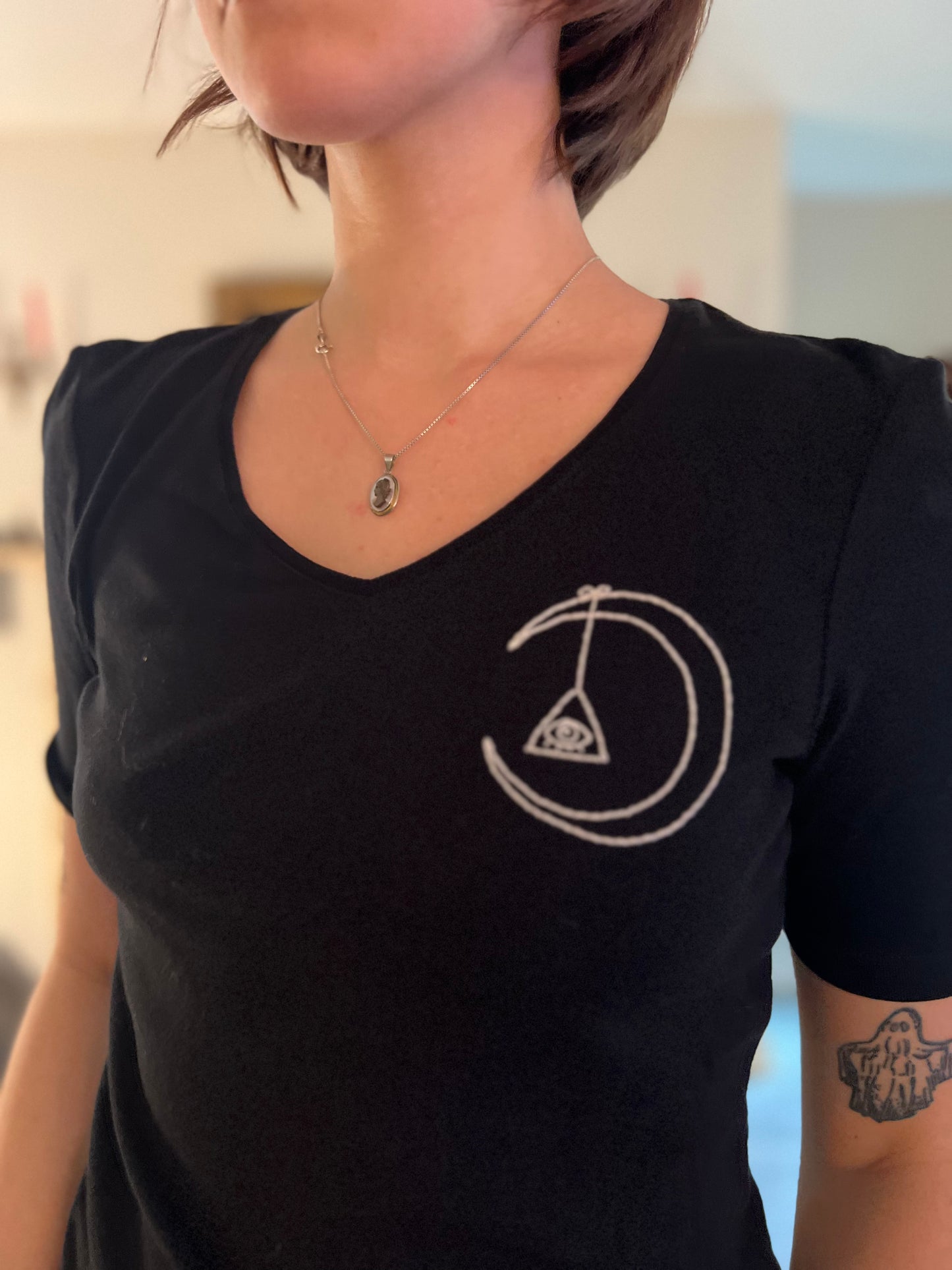 Moon & Eye Embroidered T-Shirt