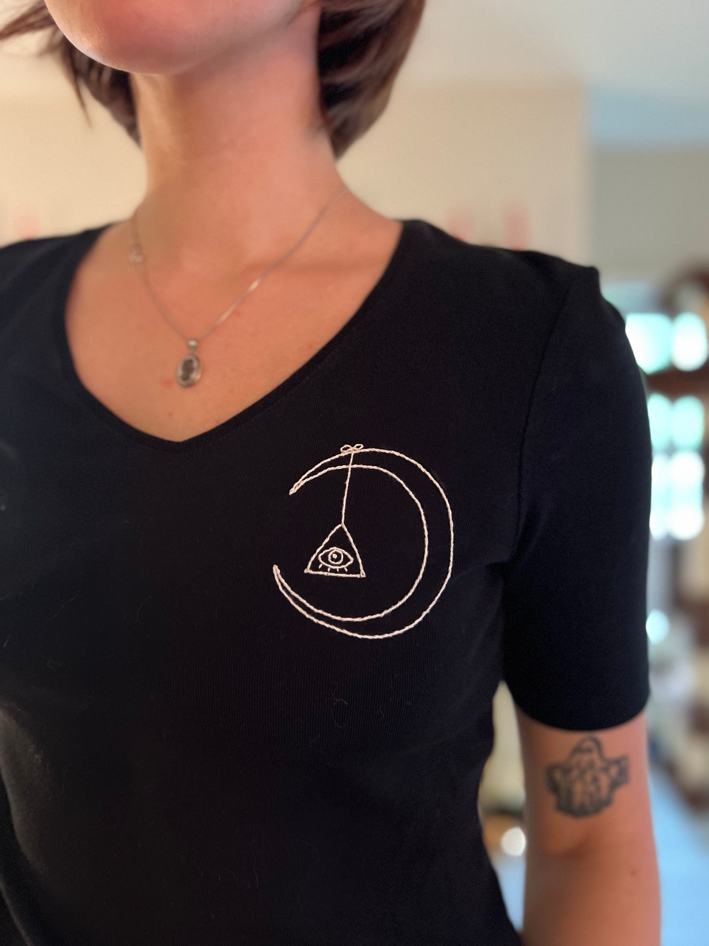 Moon & Eye Embroidered T-Shirt