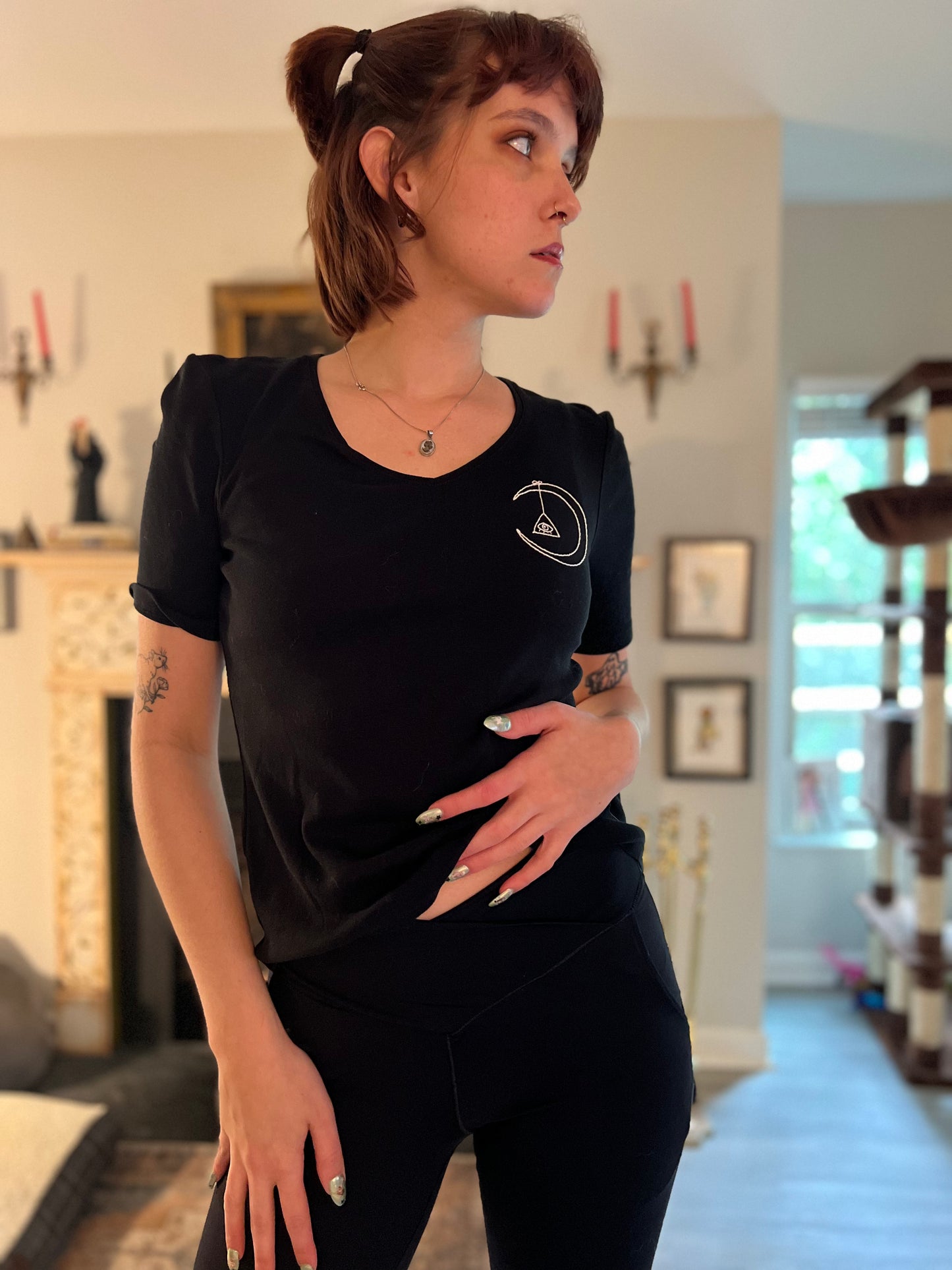 Moon & Eye Embroidered T-Shirt