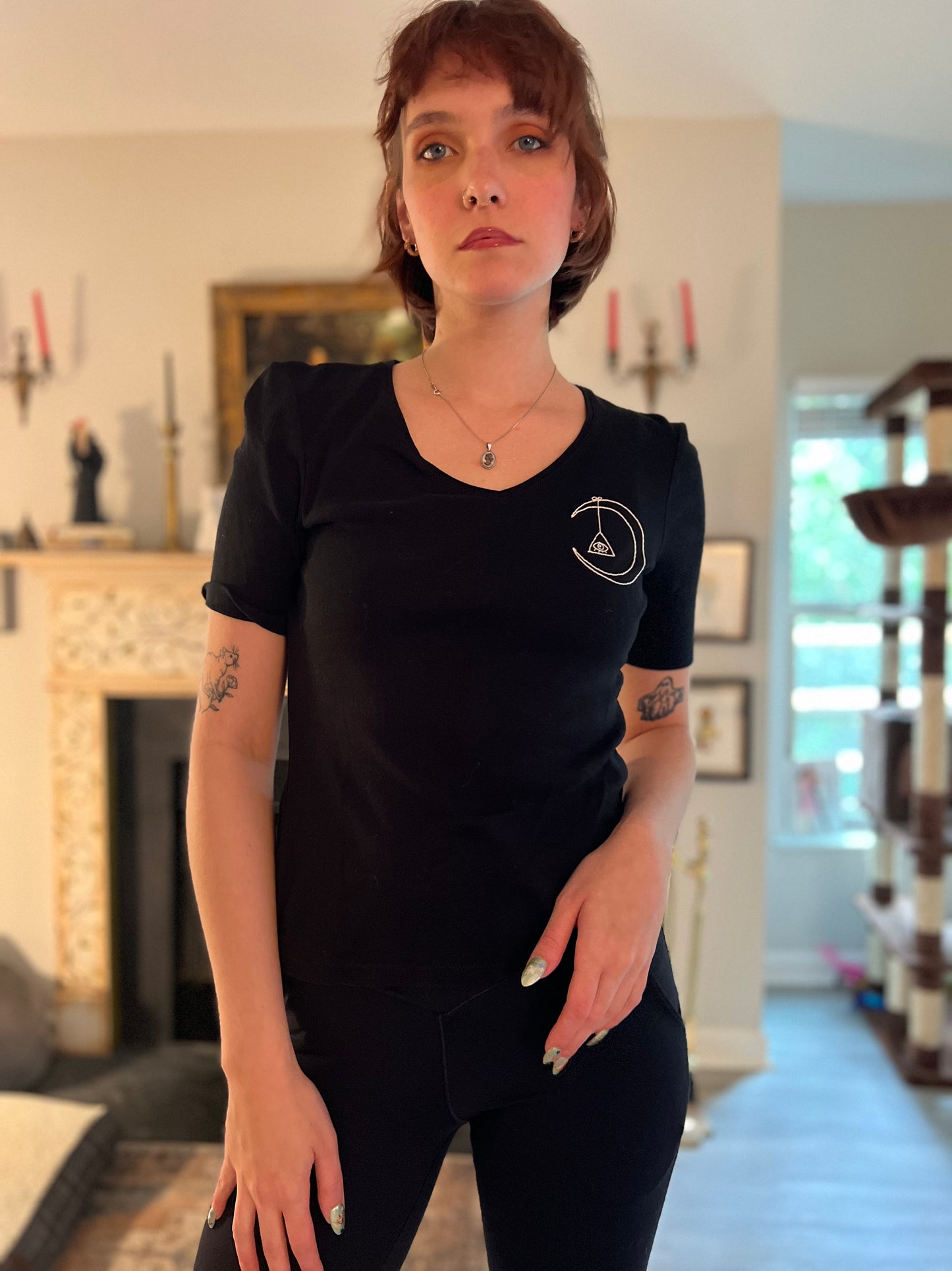 Moon & Eye Embroidered T-Shirt