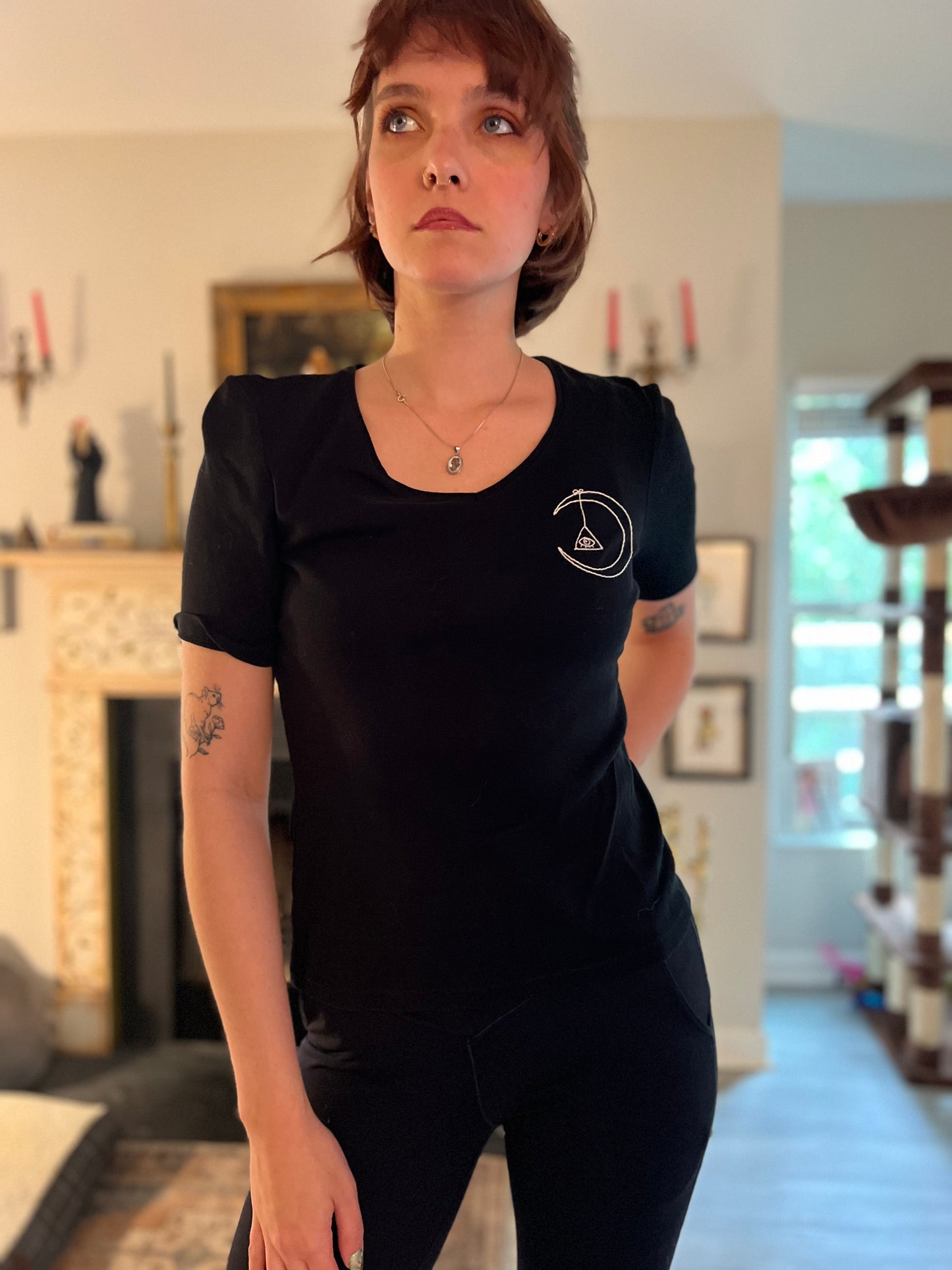 Moon & Eye Embroidered T-Shirt