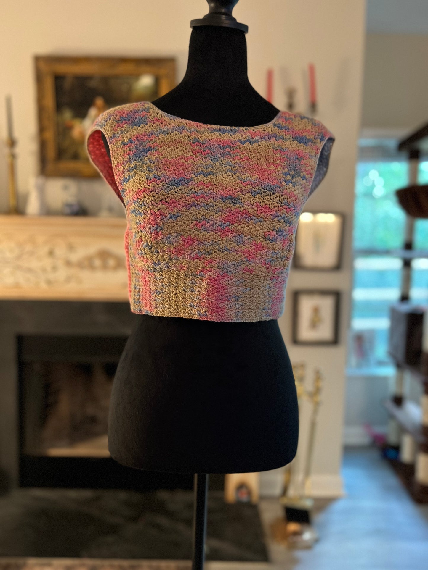 Pink & Blue Tie-Back Top