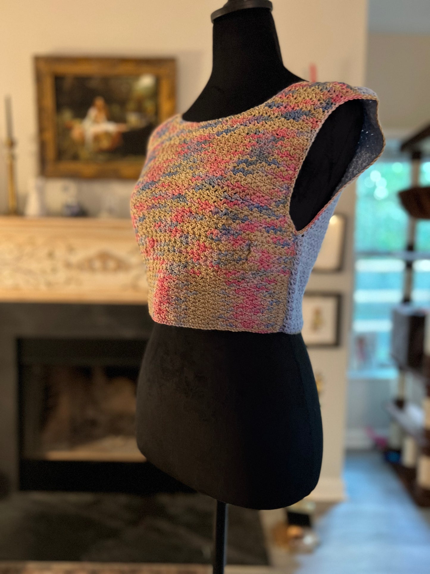 Pink & Blue Tie-Back Top