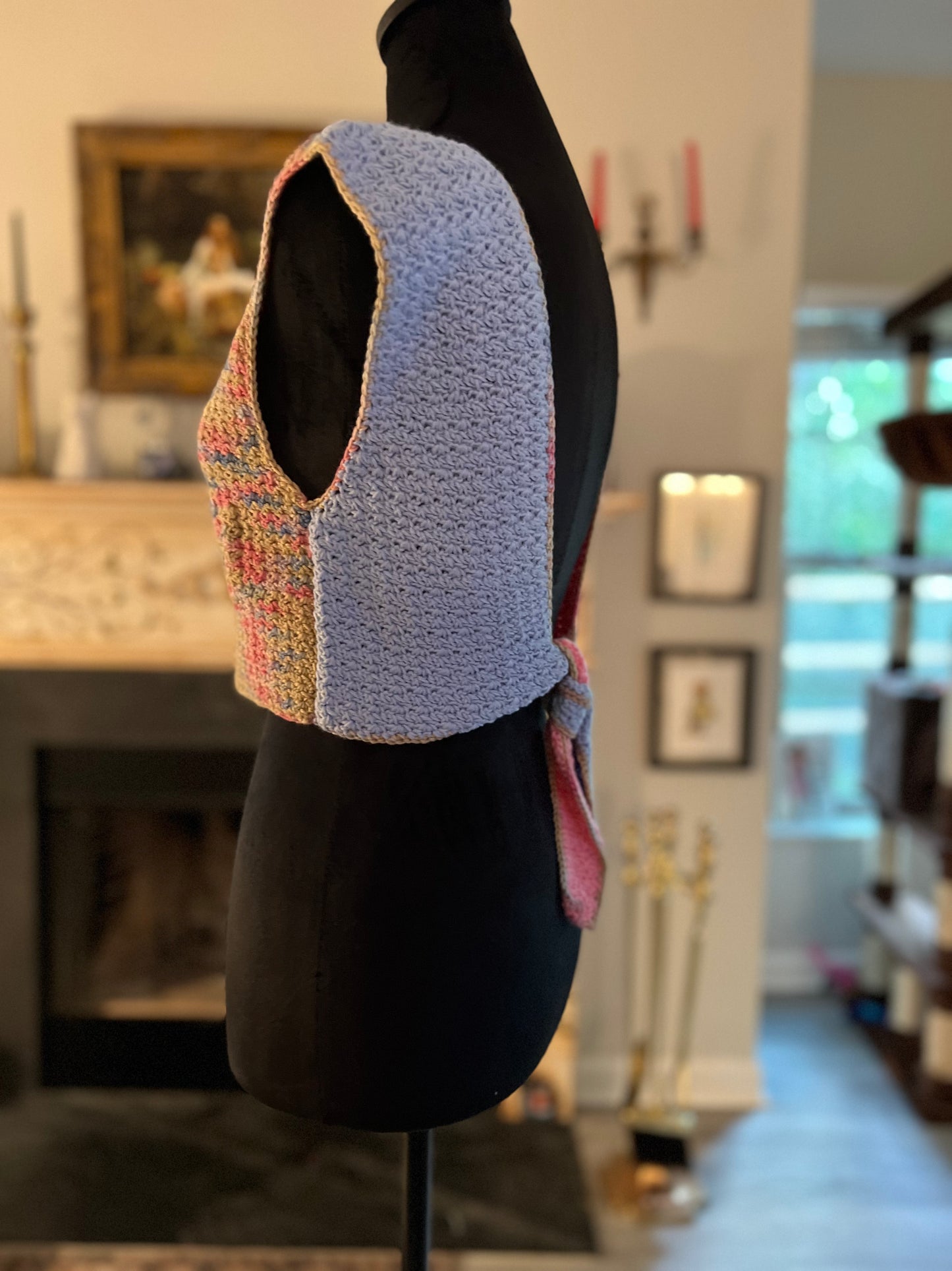 Pink & Blue Tie-Back Top