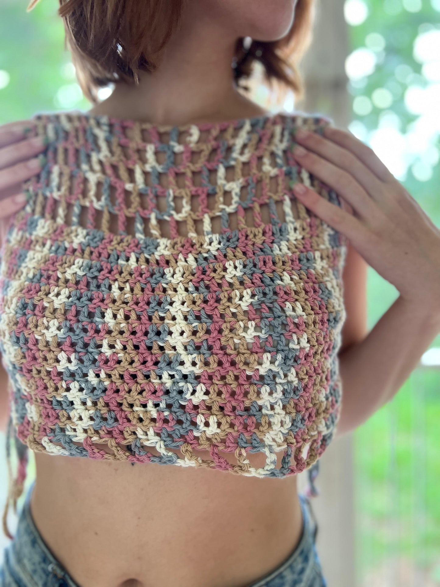 Pink & Blue Crop Top