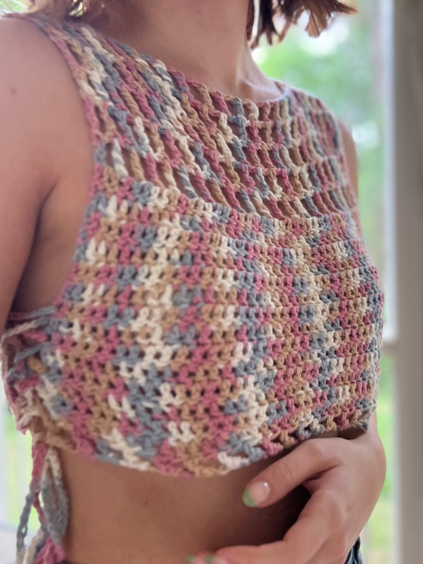 Pink & Blue Crop Top