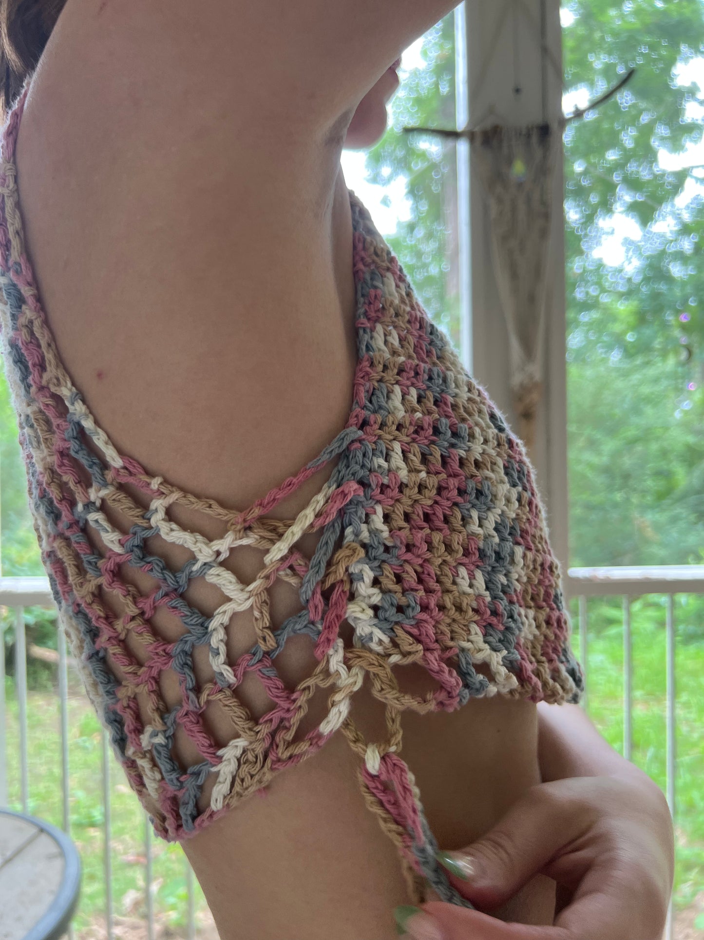 Pink & Blue Crop Top