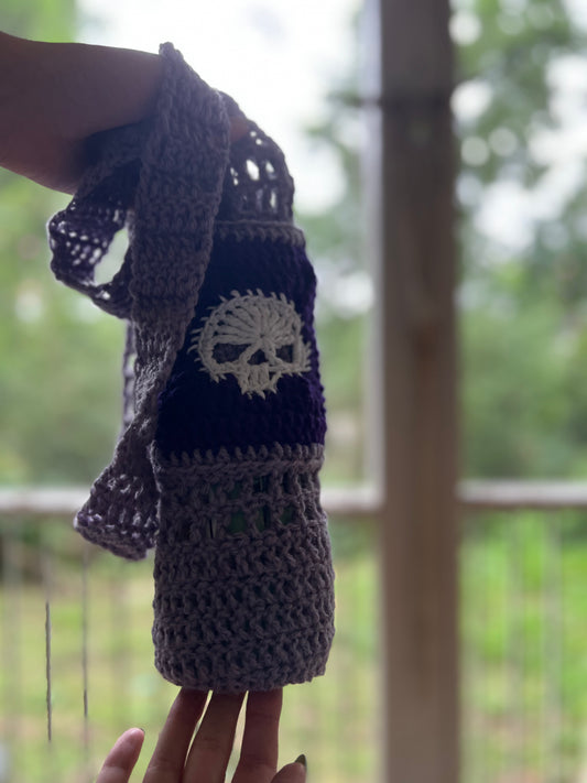 Water or Wine Bottle Purse - Purple Skull