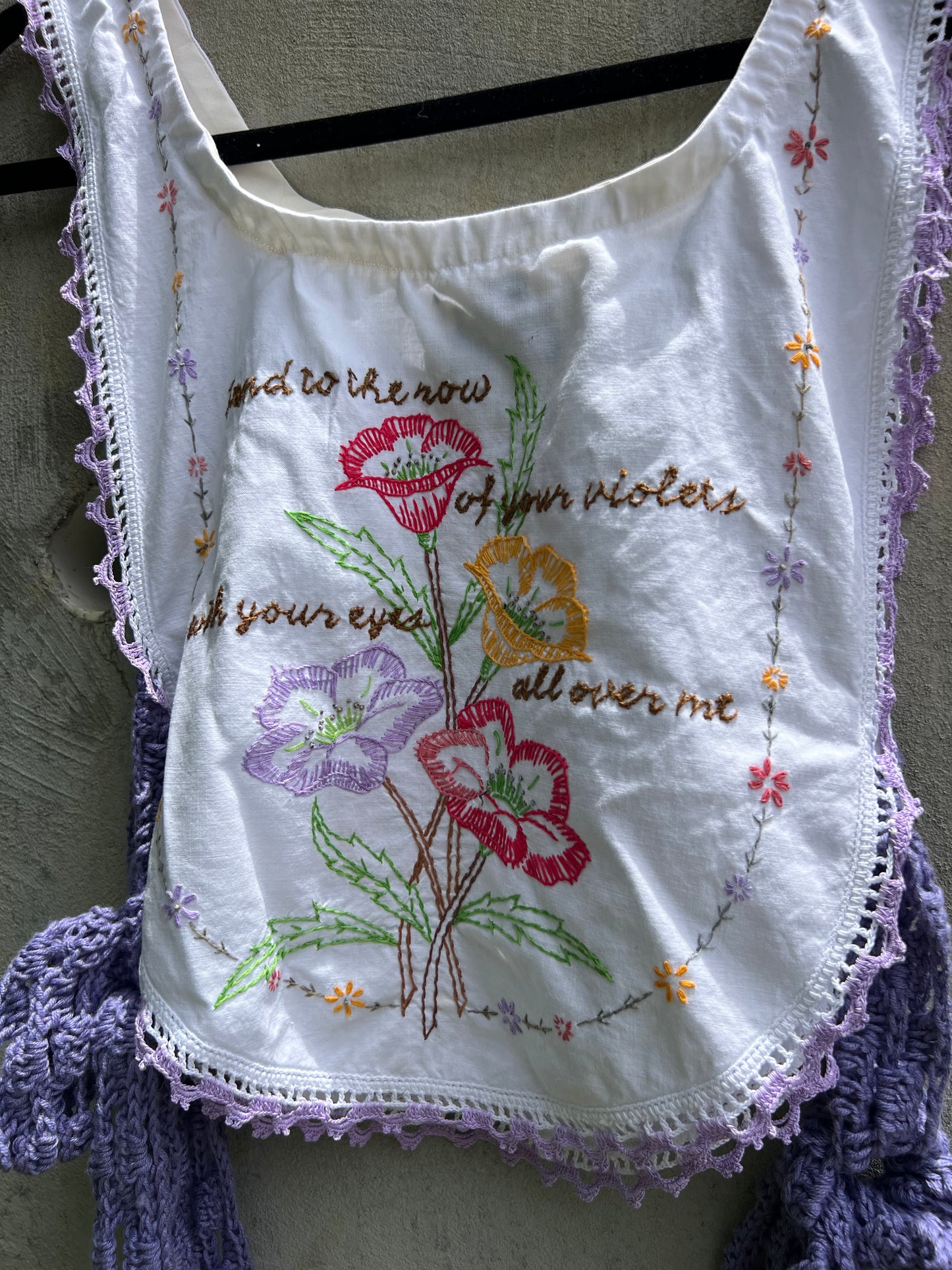 Row of Violets - Vintage Table Runner Top