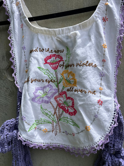 Row of Violets - Vintage Table Runner Top