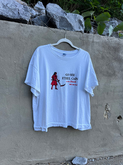 Go See Ethel Cain or the Devil Will Get You - Old Navy Boxy White T-shirt