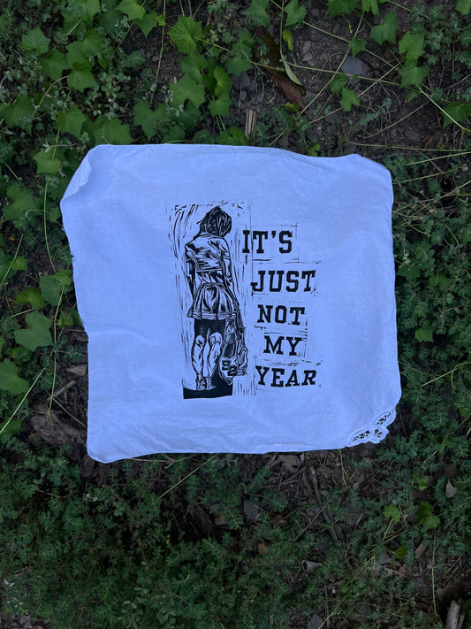 Not My Year - Alter Cloth / Vintage Handkerchief - no. 4