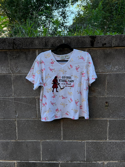 Go See Ethel Cain or the Devil Will Get You - Vintage Floral V-neck Shirt