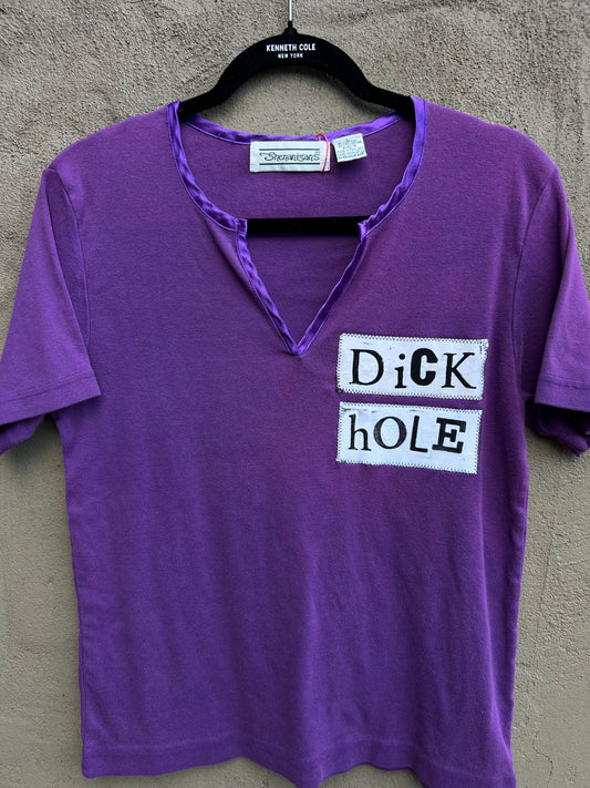 dick hole - purple tshirt