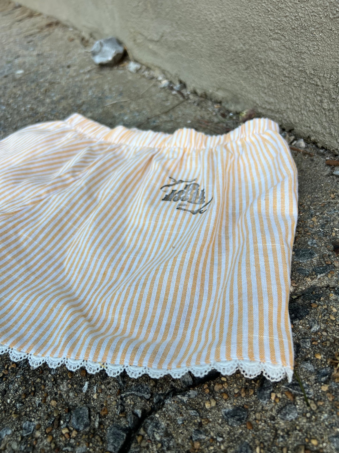 Go See Ethel Cain or the Devil Will Get You - Yellow & White Striped Shorts