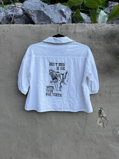 Dog Teeth - White Cropped Shirt