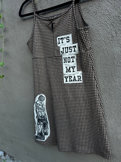 Not My Year - Brown & Black Houndstooth Dress