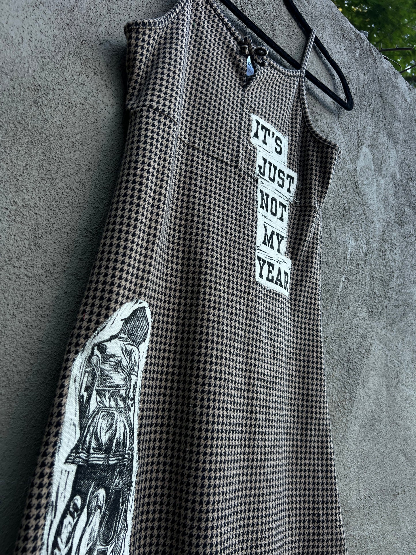 Not My Year - Brown & Black Houndstooth Dress