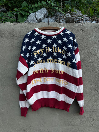 Say it Like You Mean it - Hand Embroidered Vintage Sweater