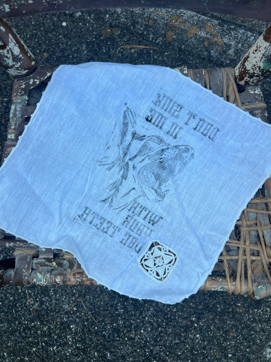 Dog Teeth - Alter Cloth / Vintage Handkerchief - no. 8