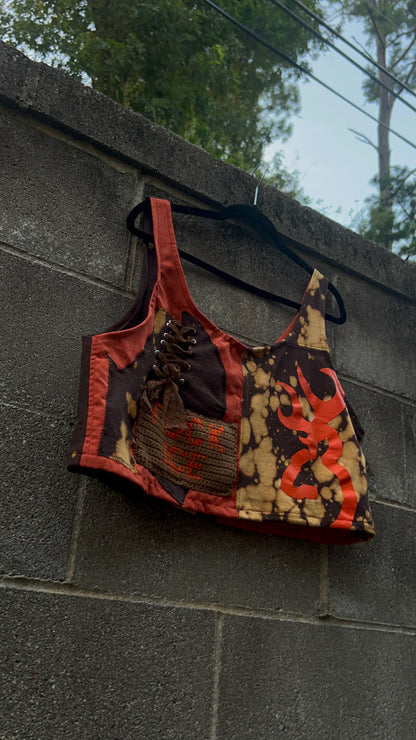 FUCK ICE - Brown & Orange Scrapped Tank Top