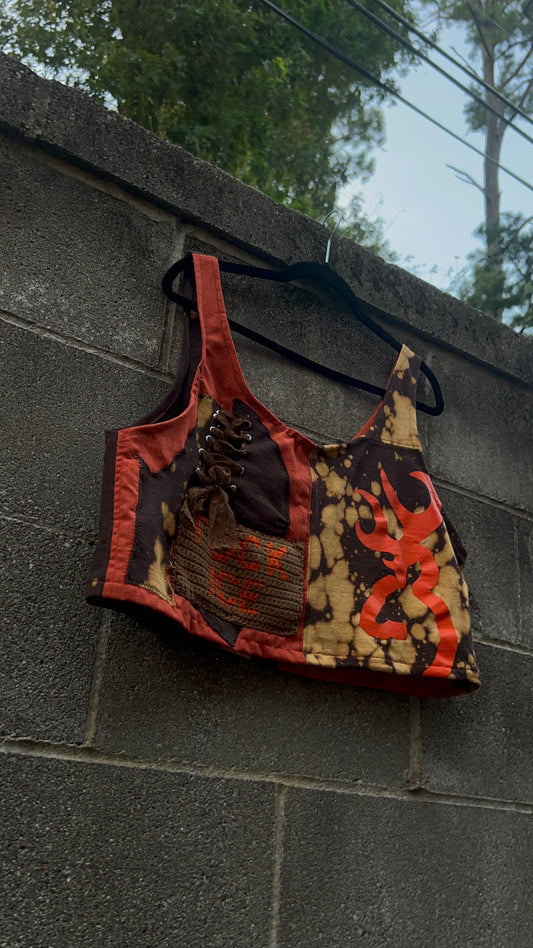 FUCK ICE - Brown & Orange Scrapped Tank Top