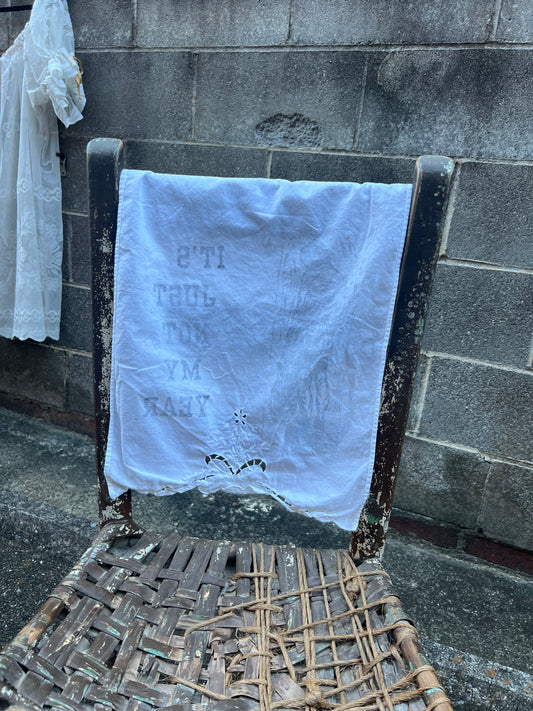 Not My Year - Alter Cloth / Vintage Handkerchief - no. 8