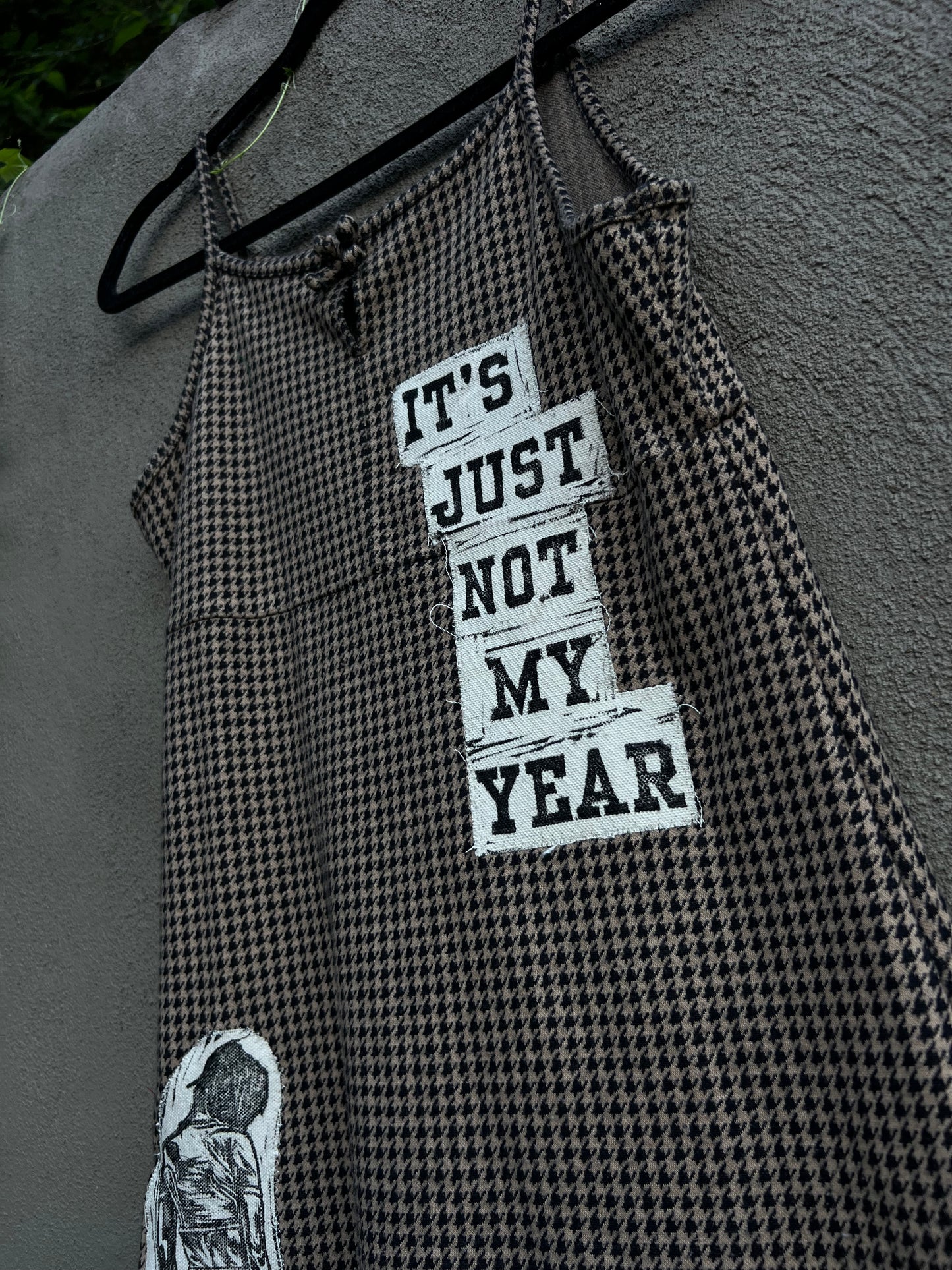 Not My Year - Brown & Black Houndstooth Dress