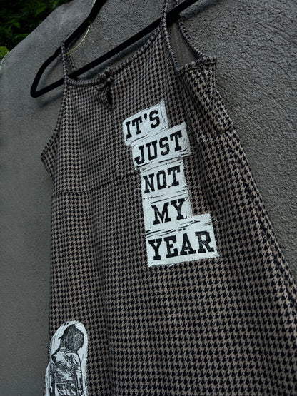 Not My Year - Brown & Black Houndstooth Dress
