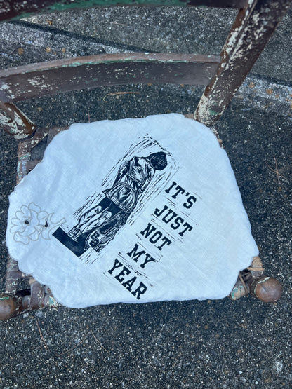 Not My Year - Alter Cloth / Vintage Handkerchief - no. 7