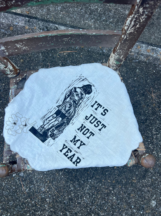 Not My Year - Alter Cloth / Vintage Handkerchief - no. 7