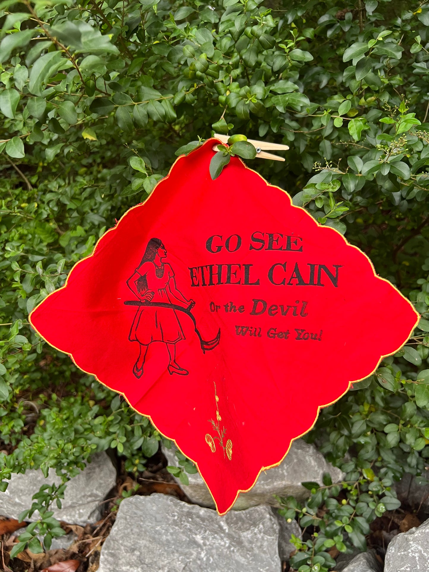 Go See Ethel Cain or the Devil Will Get You - Red Vintage Handkerchief