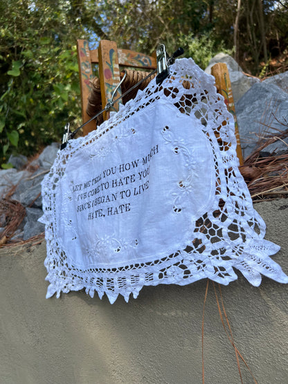HATE, HATE - Hand Embroidered Alter Cloth / Vintage Lace