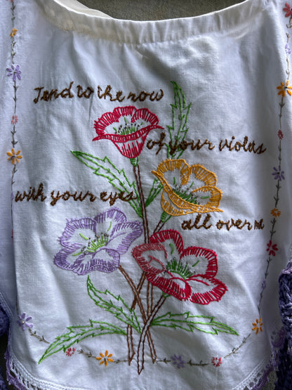 Row of Violets - Vintage Table Runner Top
