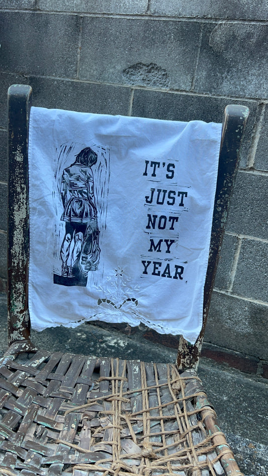 Not My Year - Alter Cloth / Vintage Handkerchief - no. 8