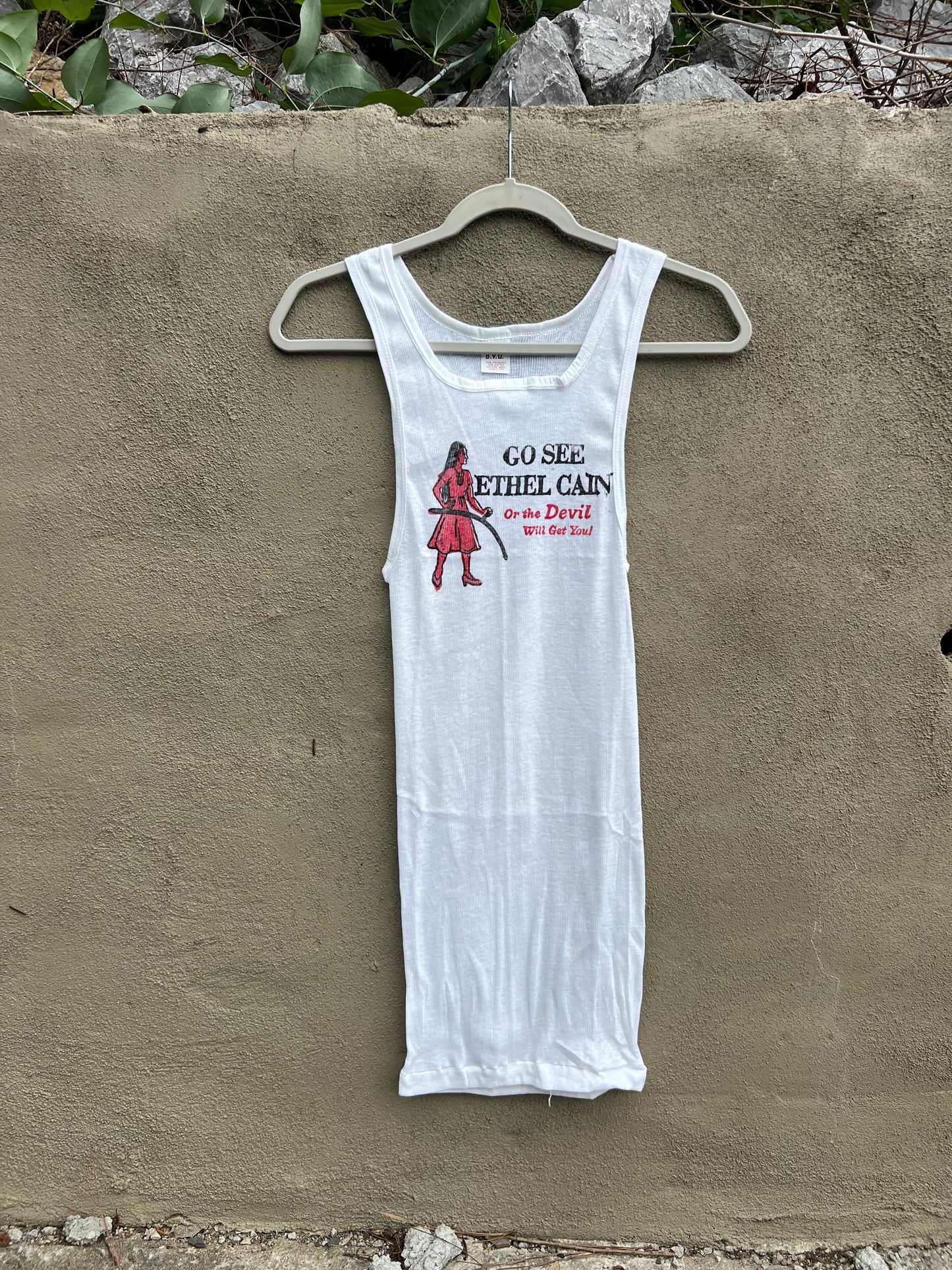 Go See Ethel Cain or the Devil Will Get You - White BVD Tank Top