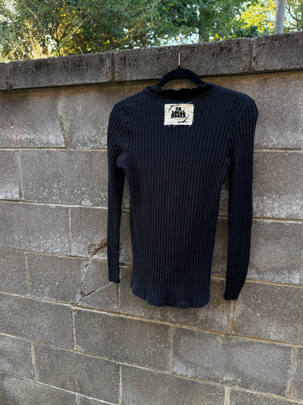 Windmill Patchwork - Black Mockneck shirt