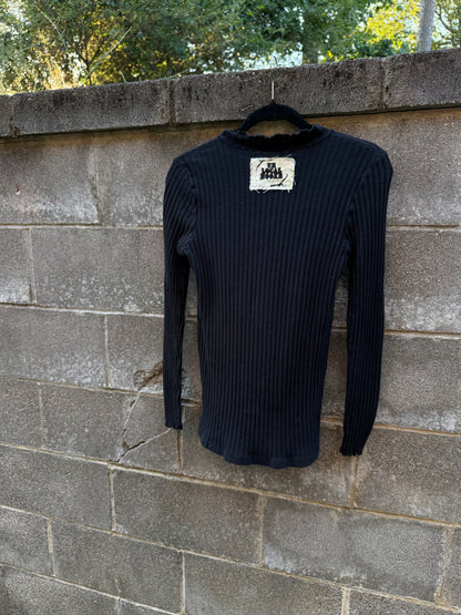 Windmill Patchwork - Black Mockneck shirt
