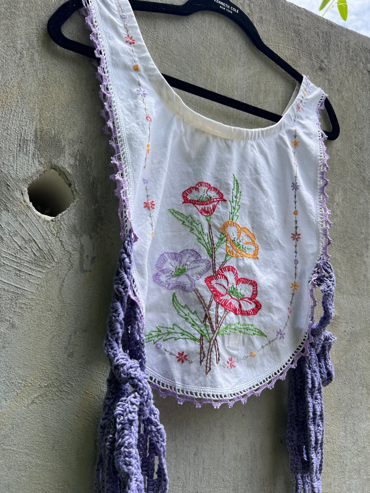 Row of Violets - Vintage Table Runner Top