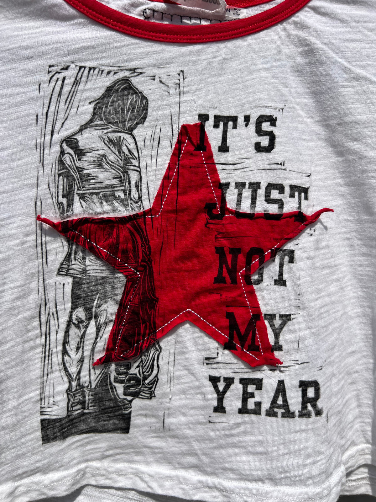Not My Year - Red & White Ringer Baby Tee - D+M