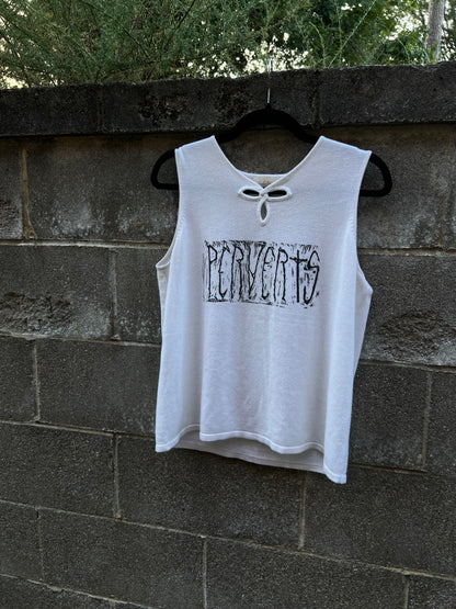 Perverts - White Knit Tank Top - SW