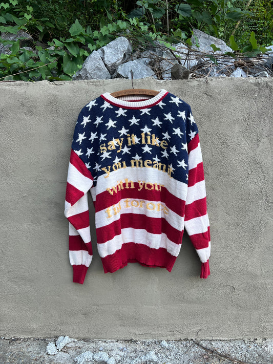 Say it Like You Mean it - Hand Embroidered Vintage Sweater